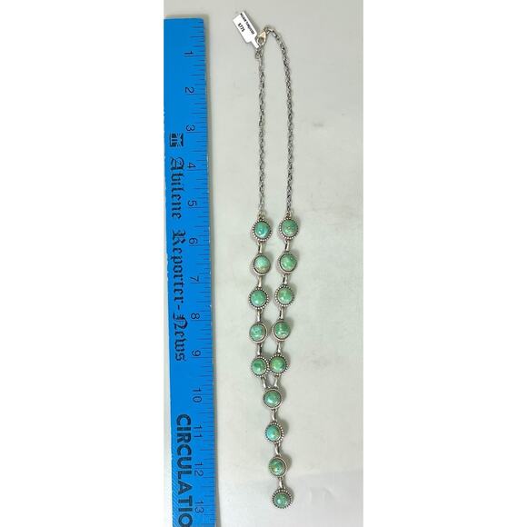 Native American NAVAJO Sterling Silver MOJAVE TURQUOISE Lariat Necklace 26"- NEW - Picture 14 of 16